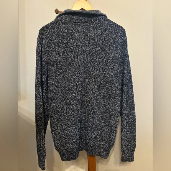 Folk Mens Size 4 (Large) Blue 100% Cotton Knit Quarter Zip Sweater - Picture 5 of 7